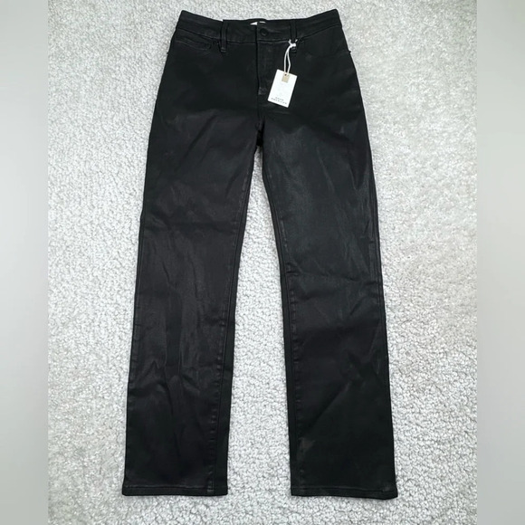 Good American | Good Straight Coated in Black. GS001T. 6 / 28 . 26.5” inseam - Picture 2 of 16